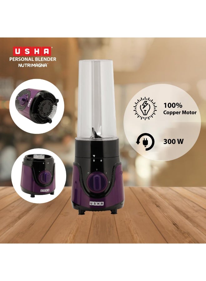 أوشا USHA Blender Nutrimagna | 350W| On the Go Blender| Stainless steel blades| Spill proof spout and store lid | 2 speed and pulse operation | Lavender - Image 5